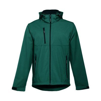 Chaqueta Softshell Unisex Capucha Extraíble VERDE OSCURO L