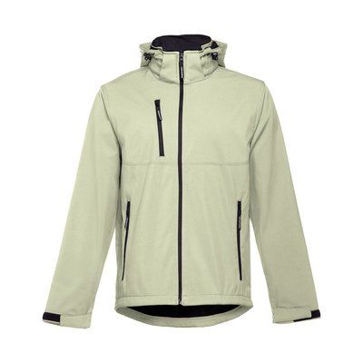 Chaqueta Softshell Unisex Capucha Extraíble Verde pastel M