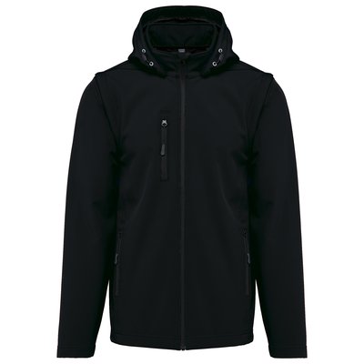 Chaquetas softshell con capucha y mangas extraíbles Unisex Negro L