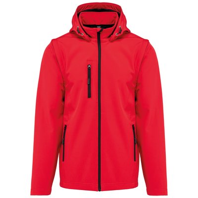 Chaquetas softshell con capucha y mangas extraíbles Unisex Rojo XL