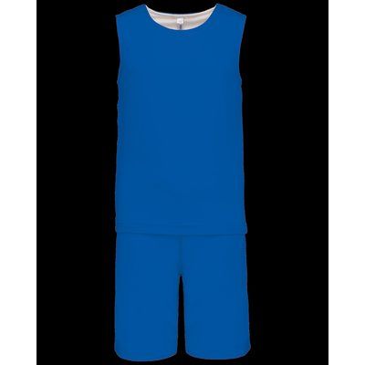 Conjunto baloncesto reversible niños camiseta y shorts Azul 8/10 ans