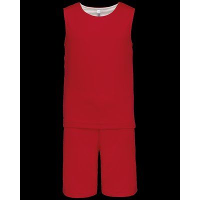 Conjunto baloncesto reversible niños camiseta y shorts Rojo 8/10 ans