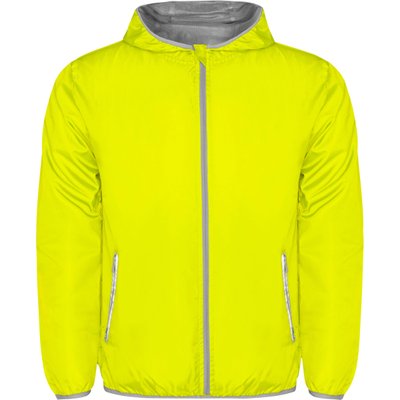 Cortavientos con Capucha y Bolsillo a la Espalda Amarillo Fluor XL