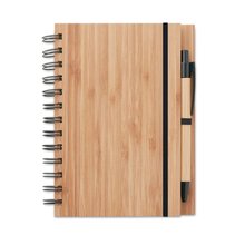 Cuaderno ecológico con tapas de bambú con bolígrafo a juego 13x18 cm Marrón