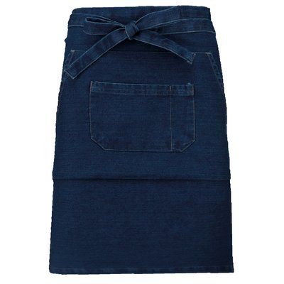 Delantal mediano con bolsillo de canguro Denim