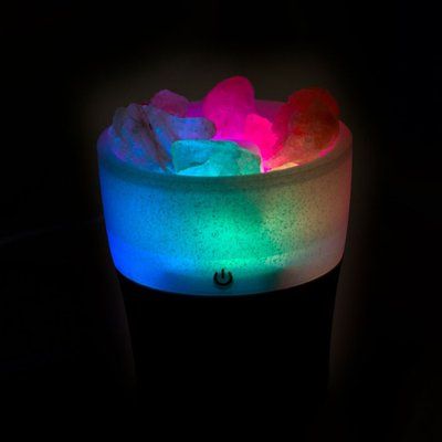 Difusor con LED, Sal del Himalaya y Aroma a Lavanda