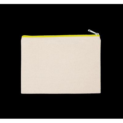 Estuche de algodón canvas 28x20cm Natural / Fluorescent Yellow