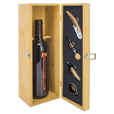 Estuche Bambú 4 Piezas para Vino