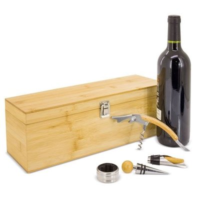 Estuche Bambú 4 Piezas para Vino