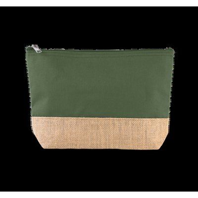 Estuche de canvas con base de yute natural Dusty Light Green / Natural