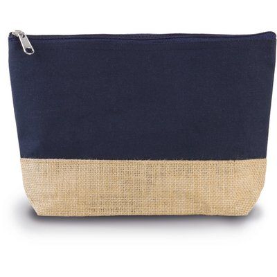 Estuche de canvas con base de yute natural Navy / Natural