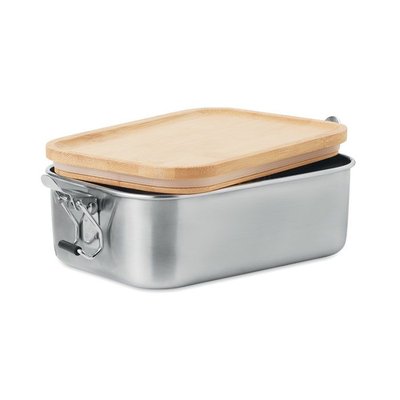 Fiambrera Inox 750ml con Tapa de Bambú