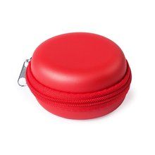 Funda portamonedas redonda de polipiel suave Rojo