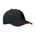 Gorra de béisbol de algodón cepillado Negro/Rojo