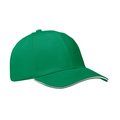 Gorra de béisbol de algodón cepillado Verde Pradera/Blanco