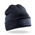 Gorro de doble punto con parche de sarga Navy