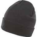 Gorro ligero cortavientos con polar y borde doblado Negro