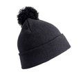 Gorro pompón con borde doblado Black