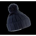 Gorro con pompón y dobladillo Azul