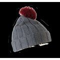 Gorro con pompón y dobladillo Grey / Burgundy