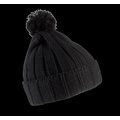 Gorro con pompón y dobladillo Negro