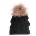 Gorro con pompón de peluche Negro