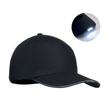 Gorra 5 paneles de algodón con LED Negro