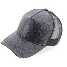 Gorra con Glitter y Rejilla Negro