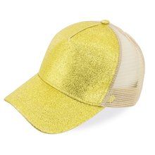 Gorra con Glitter y Rejilla Oro