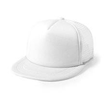 Gorra de rejilla 5 paneles con visera plana Blanco