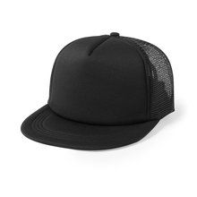 Gorra de rejilla 5 paneles con visera plana Negro