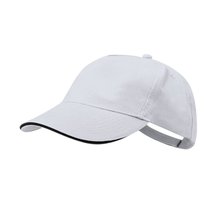 Gorra sandwich de 5 paneles 100 % algodón Blanco