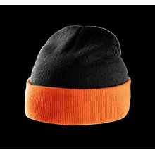 Gorro con dobladillo bicolor Black / Orange