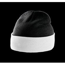 Gorro con dobladillo bicolor Negro