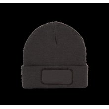 Gorro dobladillo con Parche Negro / Gris