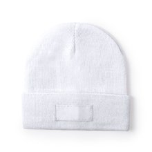 Gorro con etiqueta exterior personalizable Blanco