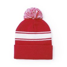 Gorro de punto con franja blanca publicitario Rojo