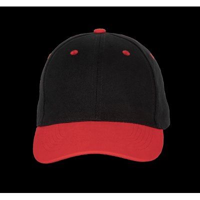 Gorra de algodón con 6 paneles y cierre ajustable Black / Red