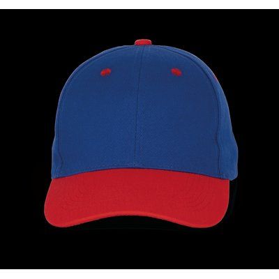 Gorra de algodón con 6 paneles y cierre ajustable Royal Blue / Red