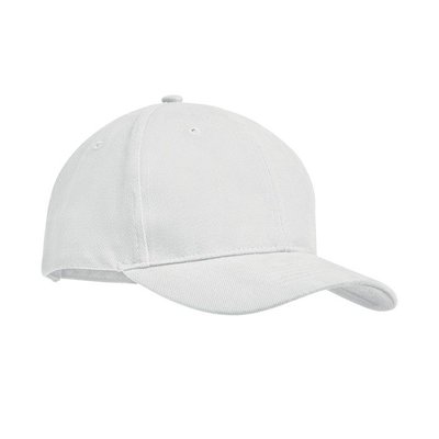 Gorra algodón grueso de 6 paneles con cierre de hebilla metal Blanco