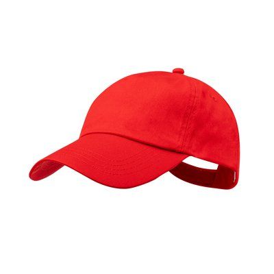 Gorra algodón niño de 5 paneles y cierre de velcro Roj