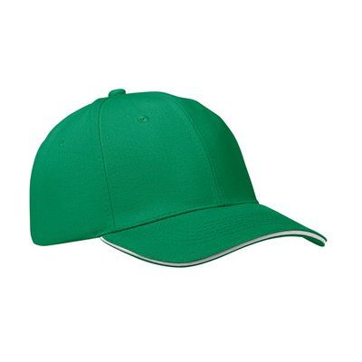 Gorra de béisbol de algodón cepillado Verde Pradera/Blanco