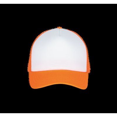 Gorra trucker con ajuste de plástico White / Fluorescent Orange