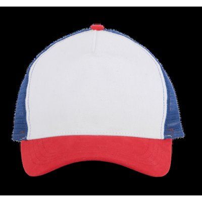 Gorra trucker algodón grueso White/French red/Reflex blue