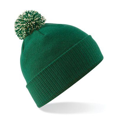 Gorro acrílico con pompón bicolor Bottle Green / Off White