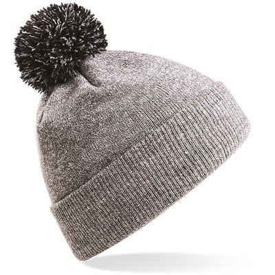 Gorro acrílico con pompón bicolor Gris