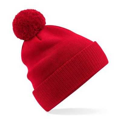 Gorro de algodón orgánico con pompón Classic Red