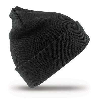 Gorro con bordes doblados Doble grosor Black