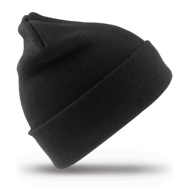 Gorro con bordes doblados Doble grosor Negro