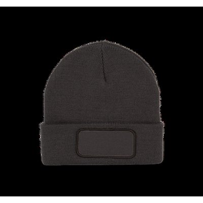 Gorro dobladillo con Parche Negro / Gris